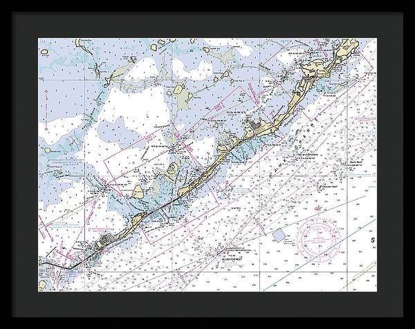 Upper-keys -florida Nautical Chart _v6 - Framed Print