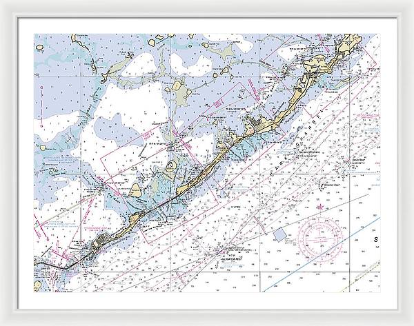 Upper-keys -florida Nautical Chart _v6 - Framed Print