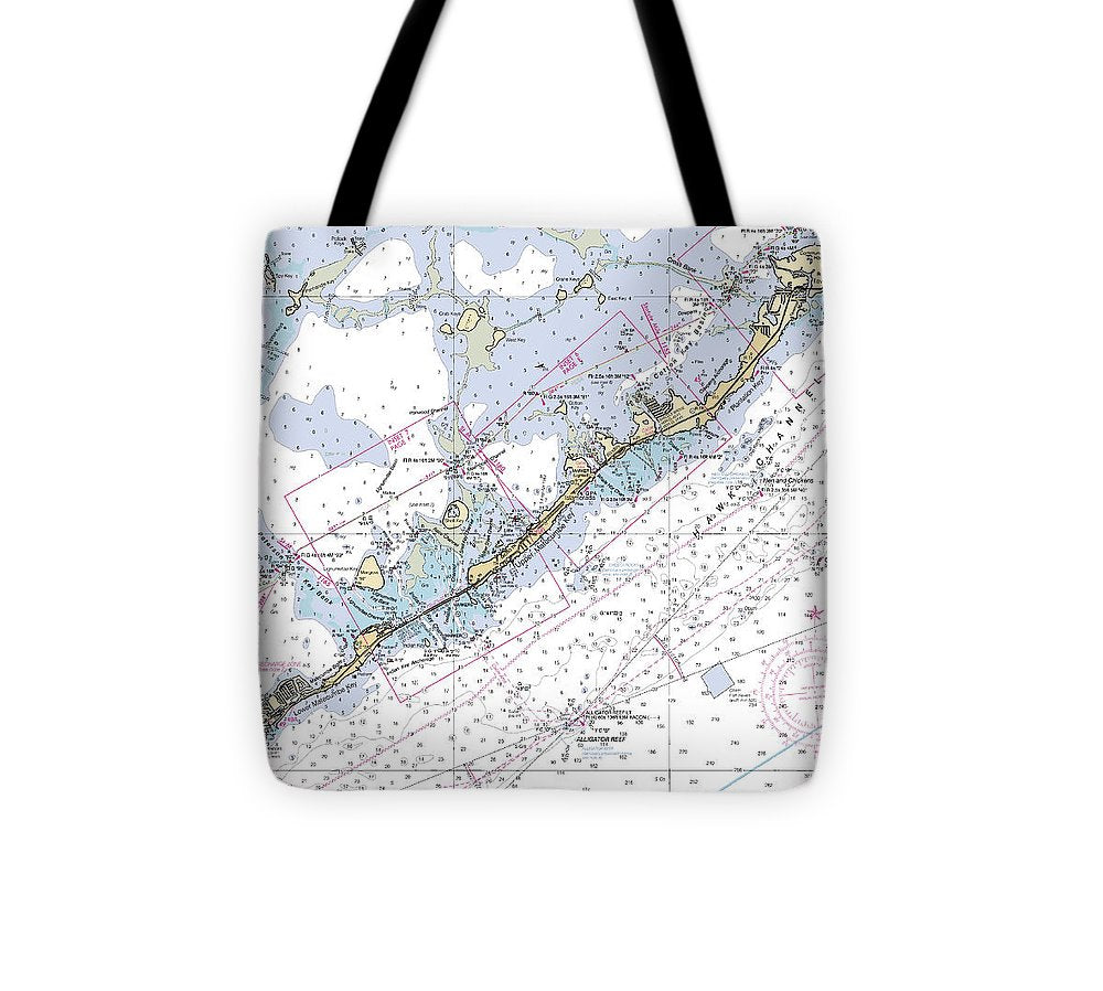 Upper Keys  Florida Nautical Chart _V6 Tote Bag