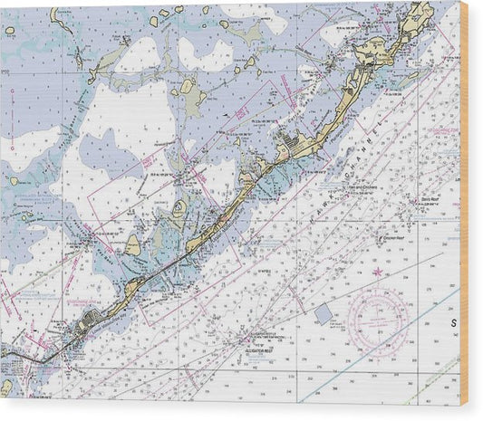 Upper-Keys -Florida Nautical Chart _V6 Wood Print