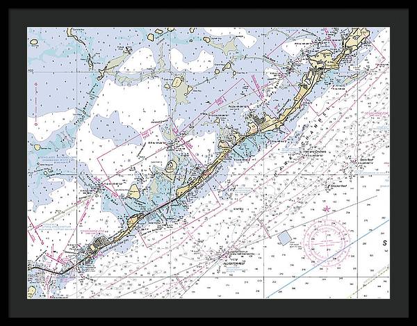 Upper-keys -florida Nautical Chart _v6 - Framed Print