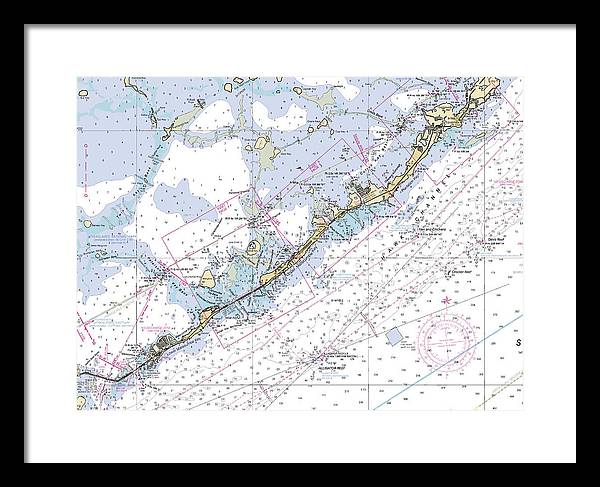 Upper-keys -florida Nautical Chart _v6 - Framed Print