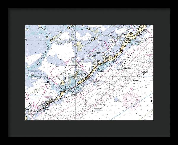 Upper-keys -florida Nautical Chart _v6 - Framed Print