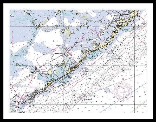 Upper-keys -florida Nautical Chart _v6 - Framed Print