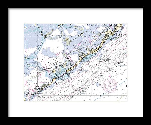 Upper-keys -florida Nautical Chart _v6 - Framed Print