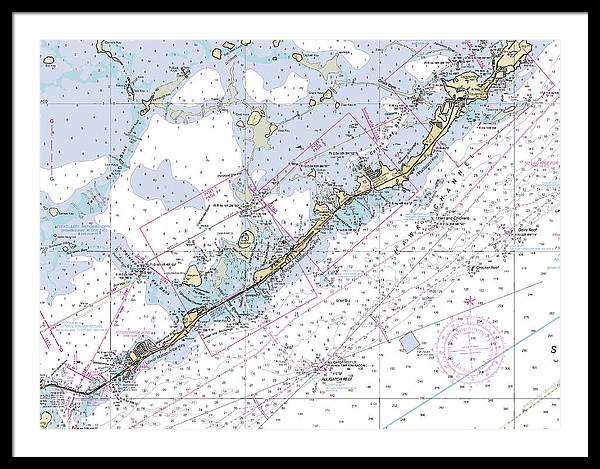 Upper-keys -florida Nautical Chart _v6 - Framed Print