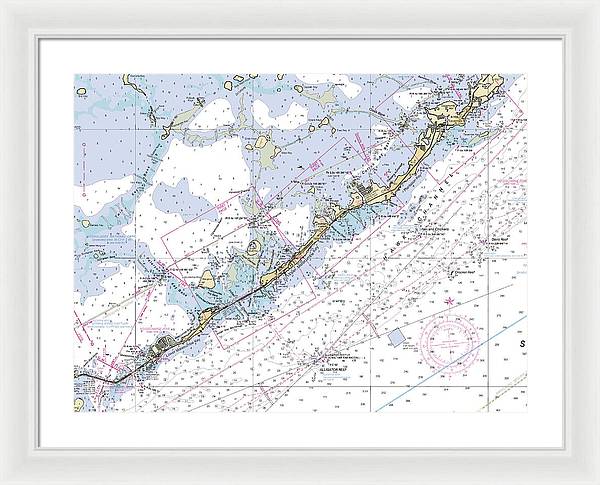 Upper-keys -florida Nautical Chart _v6 - Framed Print