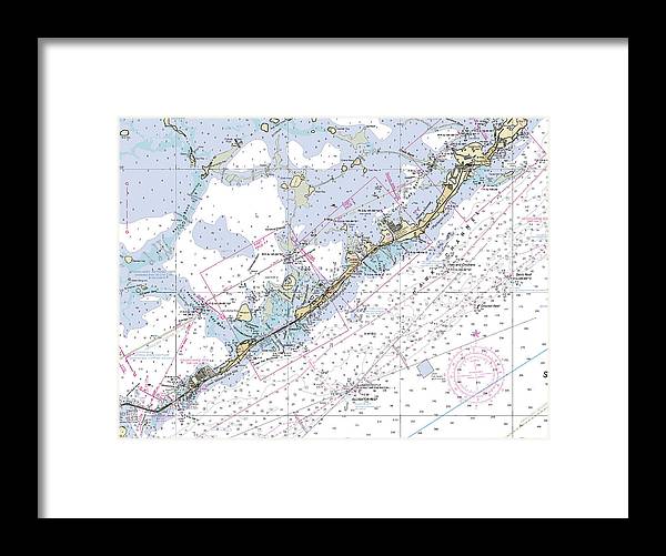 Upper-keys -florida Nautical Chart _v6 - Framed Print