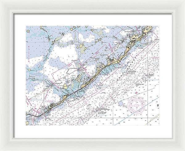 Upper-keys -florida Nautical Chart _v6 - Framed Print