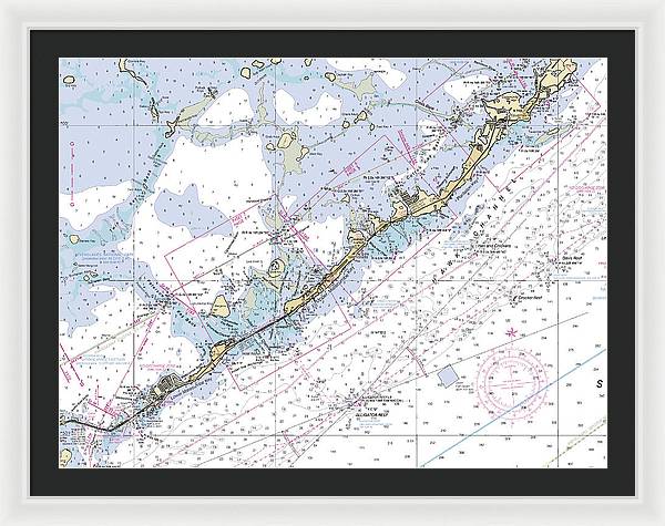 Upper-keys -florida Nautical Chart _v6 - Framed Print