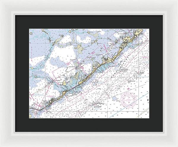 Upper-keys -florida Nautical Chart _v6 - Framed Print