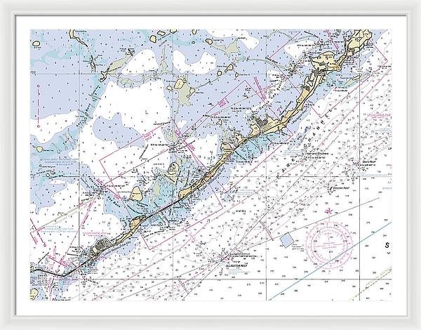 Upper-keys -florida Nautical Chart _v6 - Framed Print