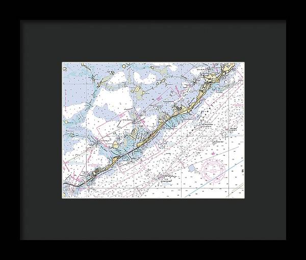 Upper-keys -florida Nautical Chart _v6 - Framed Print