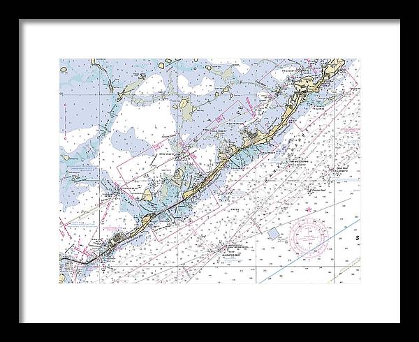 Upper-keys -florida Nautical Chart _v6 - Framed Print