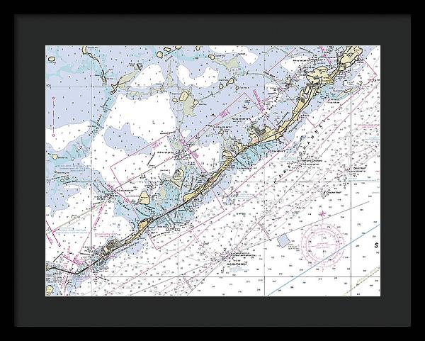 Upper-keys -florida Nautical Chart _v6 - Framed Print