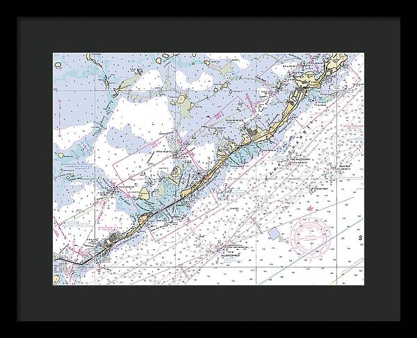 Upper-keys -florida Nautical Chart _v6 - Framed Print