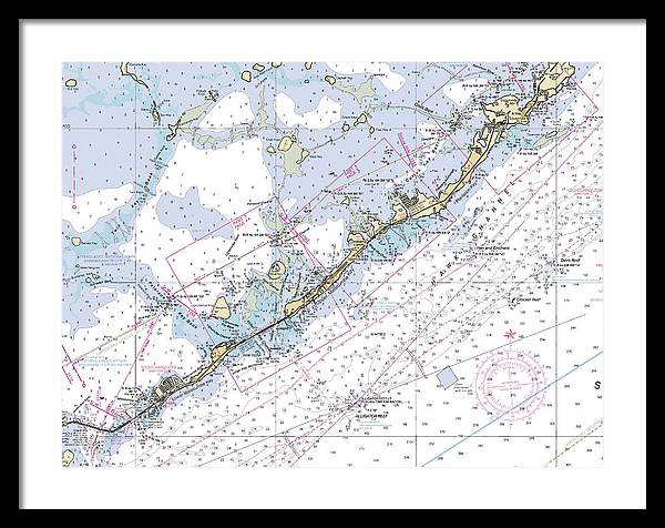 Upper-keys -florida Nautical Chart _v6 - Framed Print