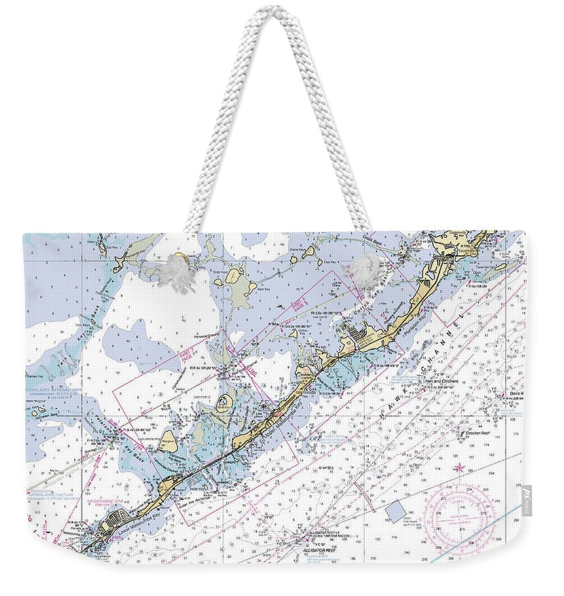 Upper-keys -florida Nautical Chart _v6 - Weekender Tote Bag