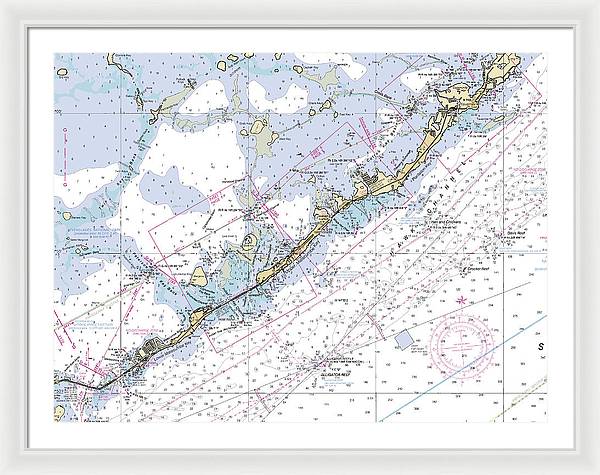 Upper-keys -florida Nautical Chart _v6 - Framed Print