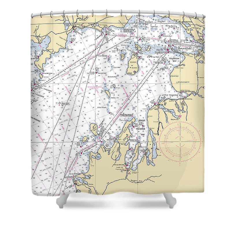 Upper Lake Michigan Lake Michigan Nautical Chart Shower Curtain