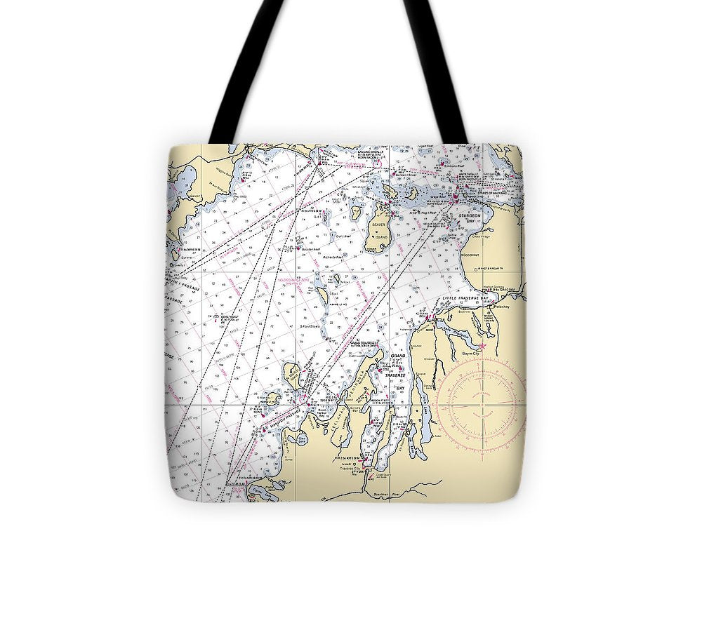 Upper Lake Michigan Lake Michigan Nautical Chart Tote Bag