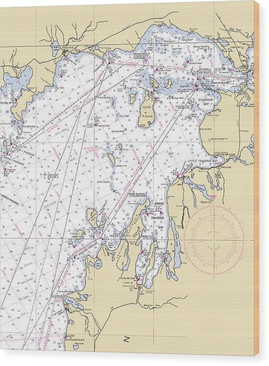 Upper Lake Michigan-Lake Michigan Nautical Chart Wood Print