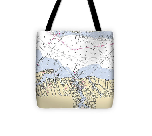 Urbanna Virginia Nautical Chart Tote Bag