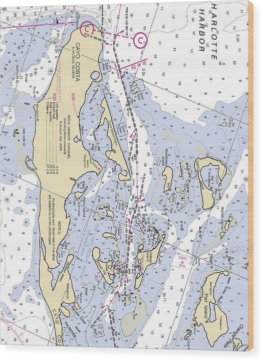 Useppa Island-Florida Nautical Chart Wood Print