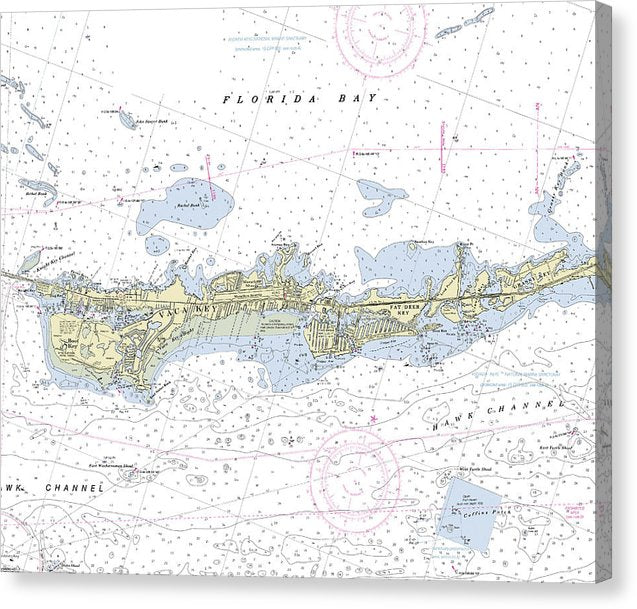 Vaca Key Marathon Florida Nautical Chart Canvas Print