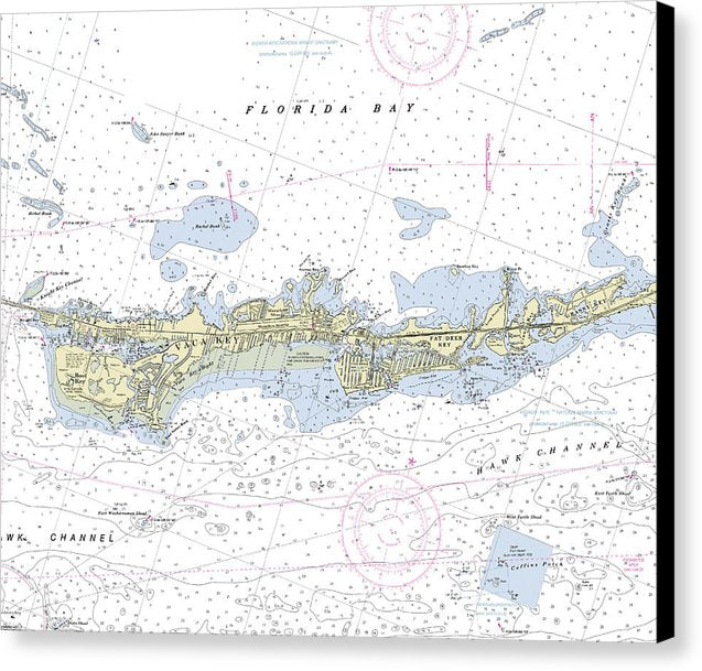 Vaca Key Marathon Florida Nautical Chart - Canvas Print