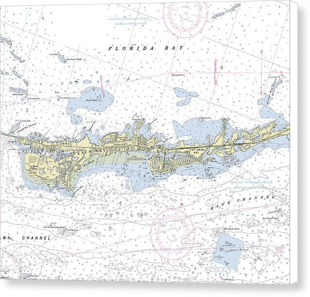 Vaca Key Marathon Florida Nautical Chart - Canvas Print