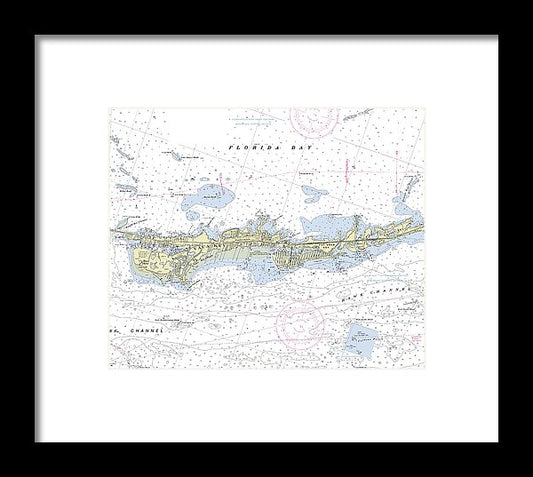 Vaca Key Marathon Florida Nautical Chart - Framed Print