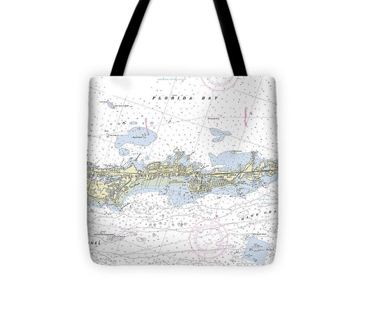 Vaca Key Marathon Florida Nautical Chart Tote Bag