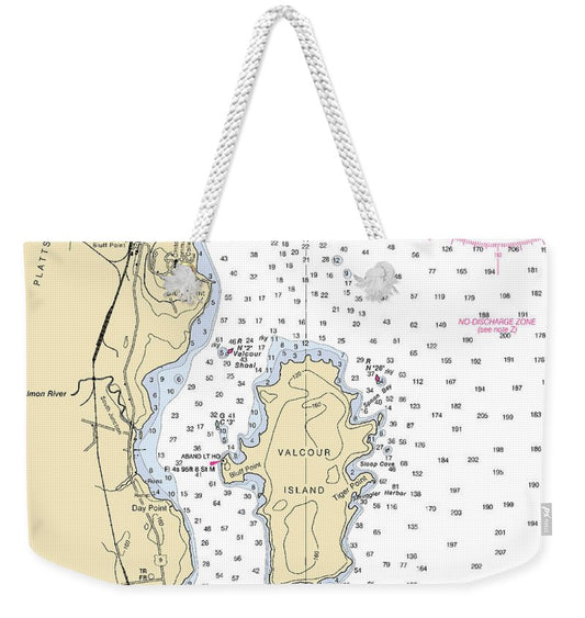 Valcour Island-lake Champlain  Nautical Chart - Weekender Tote Bag