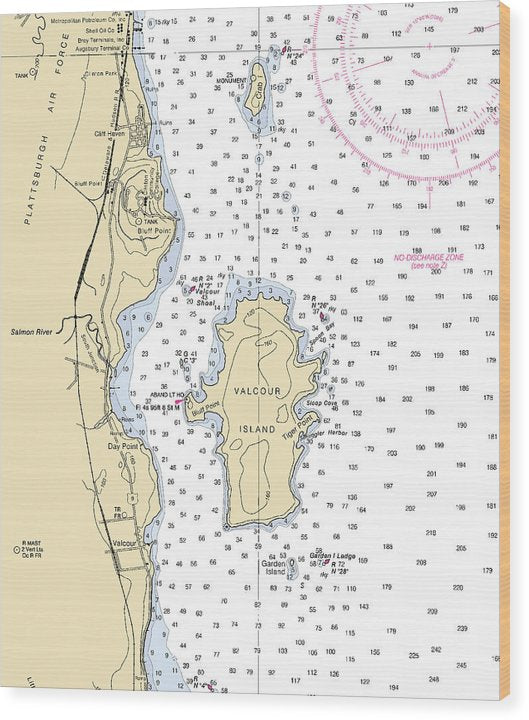 Valcour Island-Lake Champlain  Nautical Chart Wood Print