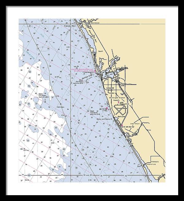 Venice-florida Nautical Chart - Framed Print