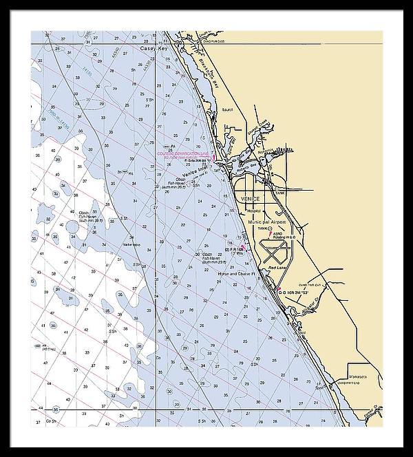 Venice-florida Nautical Chart - Framed Print