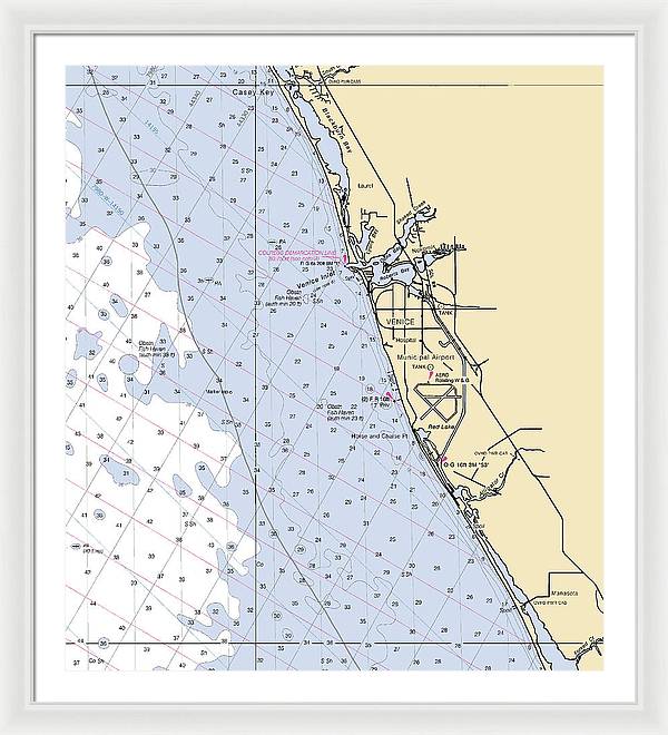 Venice-florida Nautical Chart - Framed Print