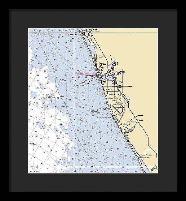 Venice-florida Nautical Chart - Framed Print