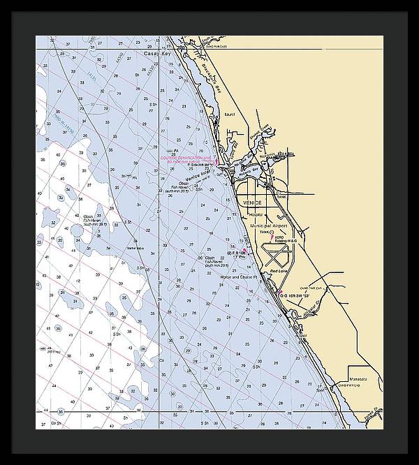 Venice-florida Nautical Chart - Framed Print