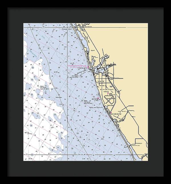 Venice-florida Nautical Chart - Framed Print