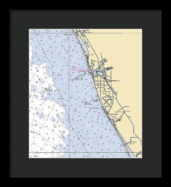 Venice-florida Nautical Chart - Framed Print