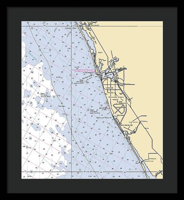 Venice-florida Nautical Chart - Framed Print