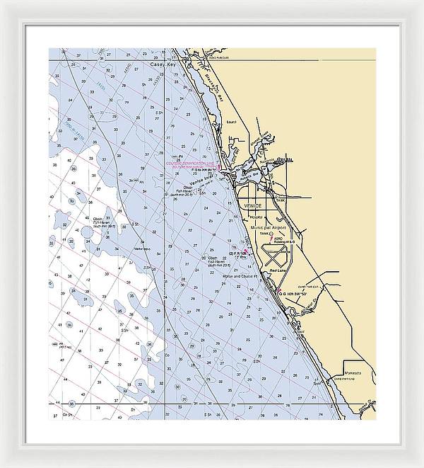 Venice-florida Nautical Chart - Framed Print