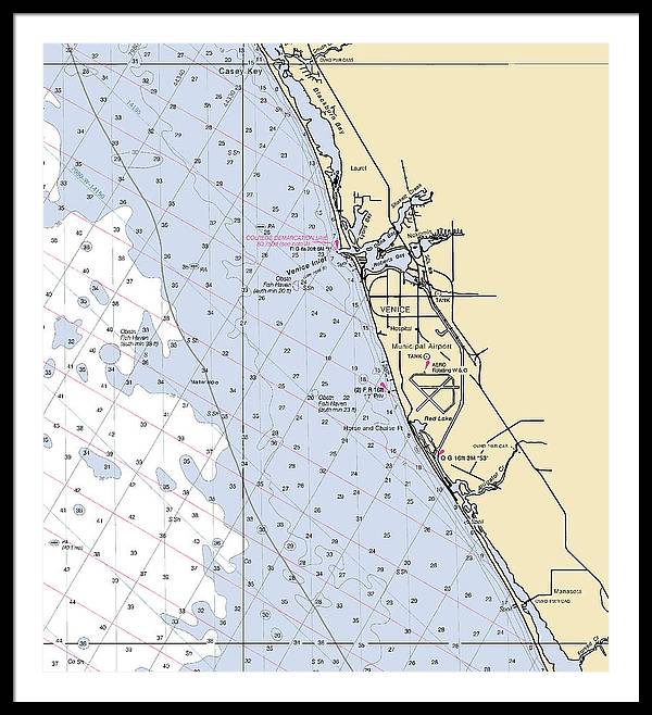 Venice-florida Nautical Chart - Framed Print