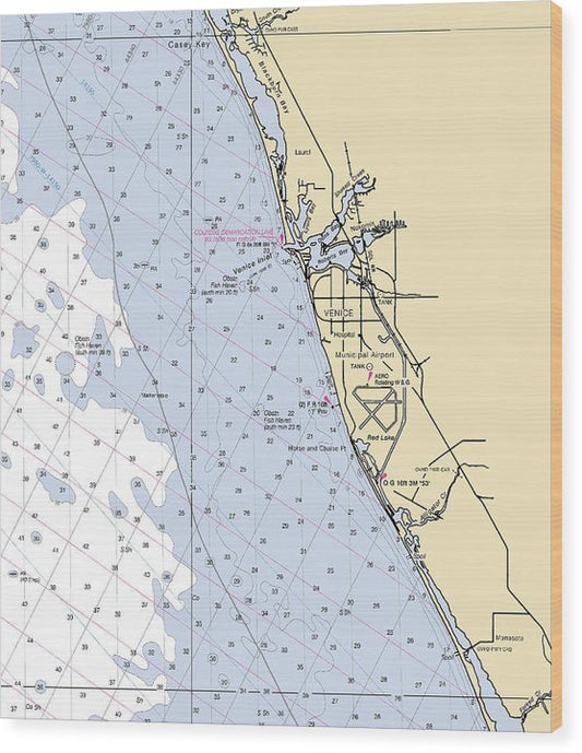 Venice-Florida Nautical Chart Wood Print