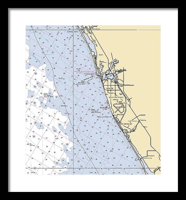 Venice-florida Nautical Chart - Framed Print