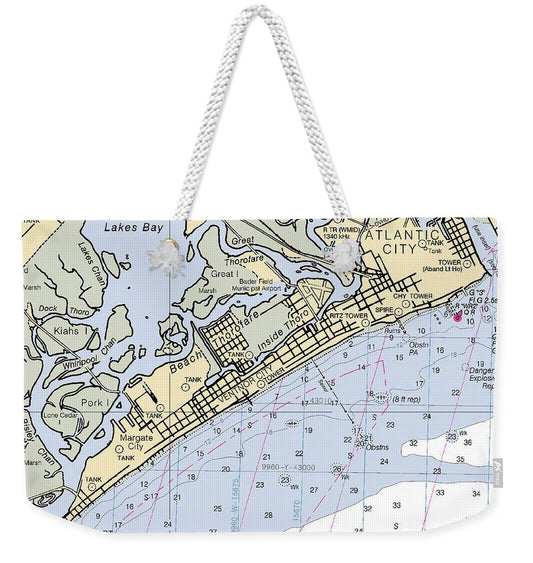 Ventnor City-new Jersey Nautical Chart - Weekender Tote Bag