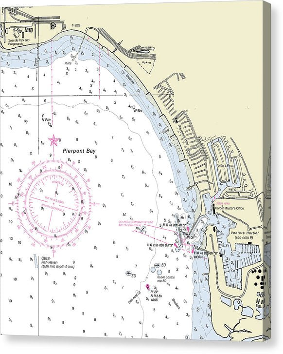 Ventura California Nautical Chart Canvas Print