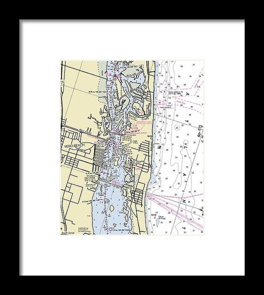 Vero Beach Florida Nautical Chart - Framed Print